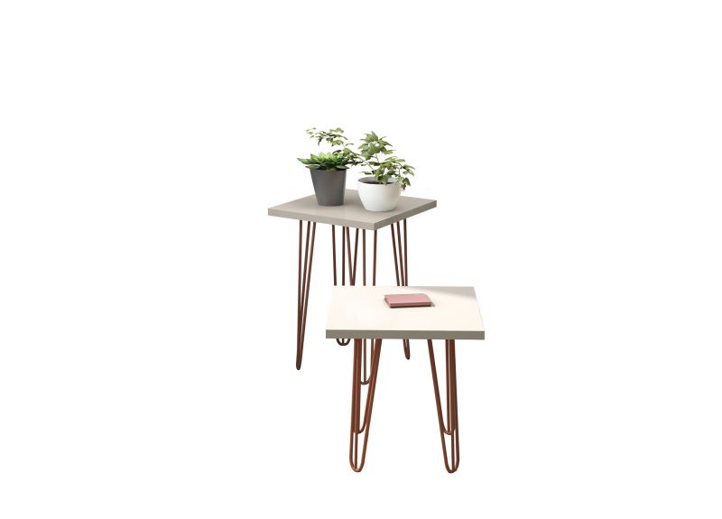 Hamilton Tall Side Table with Wooden Beige Top and Chrome Legs